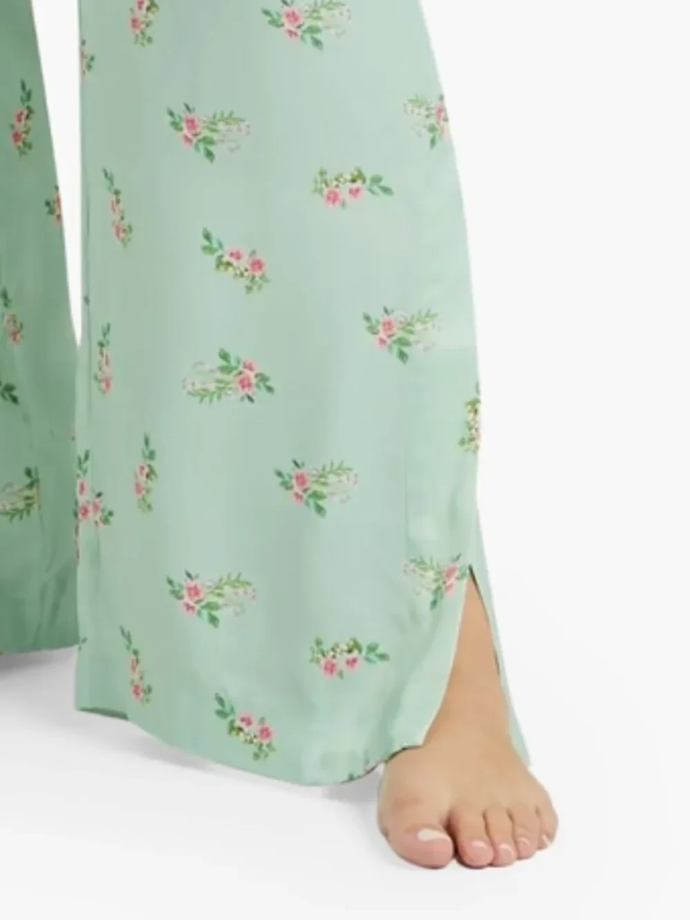 SLEEPER Satin Pajama Pants in Mint Green Floral Print Size XS Brand New NWT - Picture 7 of 7